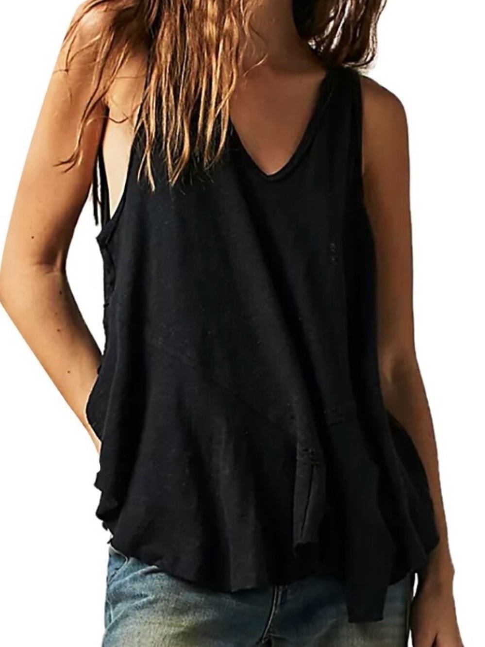 Free People Rosie Swing Tank Top Women’s S Black Boho Bohemian Casual Summer EUC